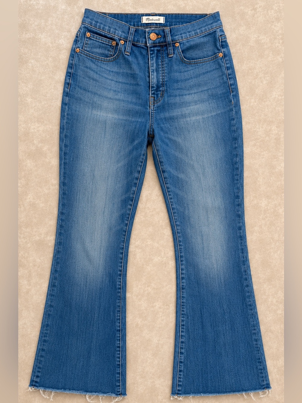 Madewell Cali Demi-Boot Jeans 27 High Rise Raw Hem Slit Medium Wash